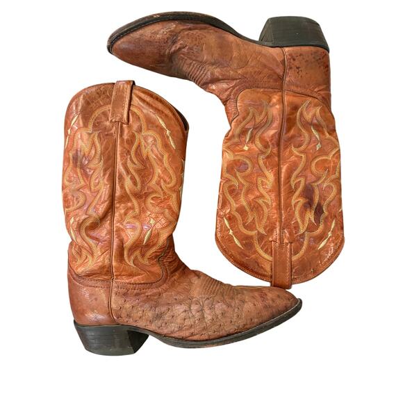 Tony Lama Other - Tony Lama CT873 Exotic Brown Full Quill Ostrich Goat Cowboy Boots USA 10D WORN